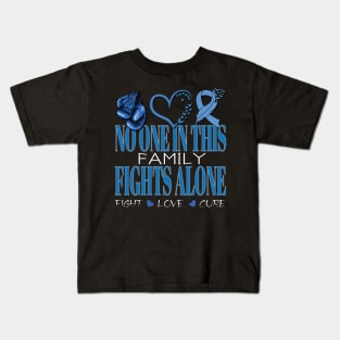 No One In This Family No One Fights Alone Diabetes Awareness Faith Kids T-Shirt